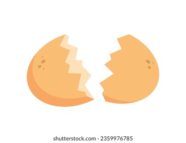 Egg crack broken eggshell open shell, isolated. Organic waste. Trash sorting, recycling. Vector illustration