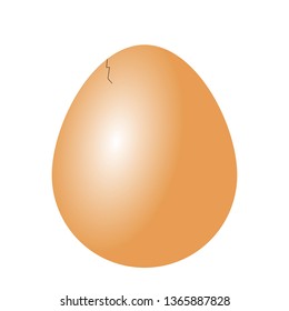 Egg with a crack, realistic brown farmer, fresh, natural chicken egg. Isolated on a white background, template for printing, design. Vector.