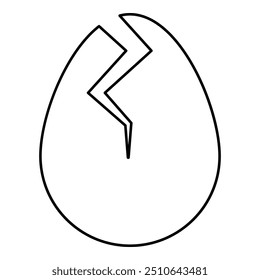 Egg with cracked eggshell damaged contour outline line icon black color vector illustration image thin flat style