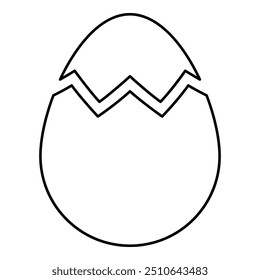 Egg with cracked eggshell damaged contour outline line icon black color vector illustration image thin flat style