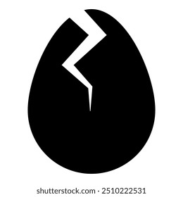 Egg with cracked eggshell damaged icon black color vector illustration image flat style