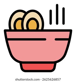 Egg cream soup icon outline vector. Hot food. Chicken broth color flat