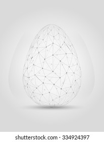 egg created from different small triangles created from connected dots