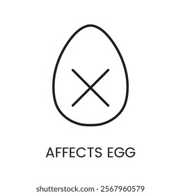 An egg with a cross icon in vector, representing pest egg elimination, with an editable stroke.