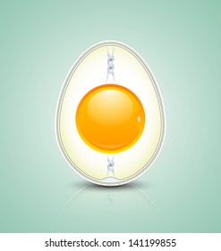 Egg cross section icon isolated on light blue green background