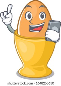 Diseño de caricaturas de Huevo hablando por teléfono