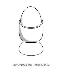 Egg in egg cup - hand drawn vector illustration.