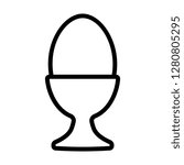Egg cup server holder with hard boiled egg line art vector icon for food apps and websites