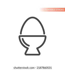 Egg Cup Or Server Line Vector Icon. Serving Size, Portion Outlined Symbol.