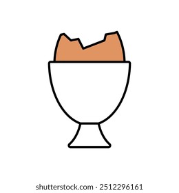 Ícone de vetor de copo de ovo. Ilustração minimalista de ovo de galinha cozido macio no copo de ovo. Conceito de café da manhã.