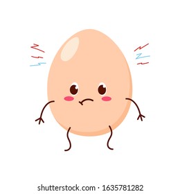 Egg. Cute cartoon character angry or impatient. Cartoon, comic, animation. Vector graphics. For advertising, children's decor, packaging, brochures