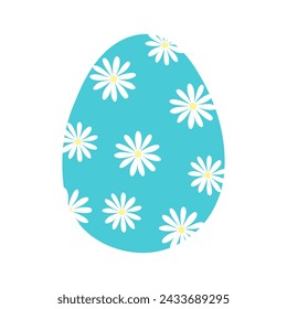 Egg with daisy flowers, Easter holiday design element, vector