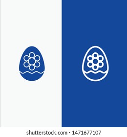 Egg, Decoration, Easter, Flower, Plant Line and Glyph Solid icon Blue banner Line and Glyph Solid icon Blue banner