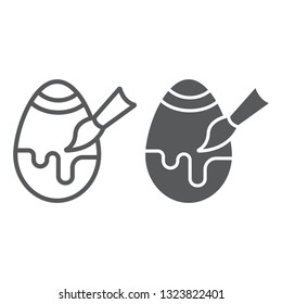 Egg decoration line and glyph icon, easter and decor, paintbrush and egg sign, vector graphics, a linear pattern on a white background, eps 10.