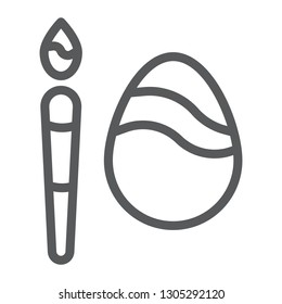Egg decoration line icon, easter and paint, egg and brush sign, vector graphics, a linear pattern on a white background, eps 10.
