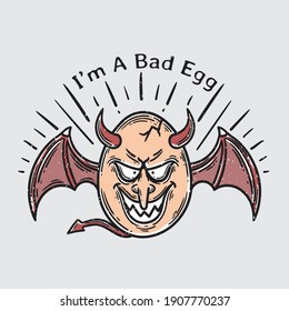 egg devil vector cartoon illustration in vintage style