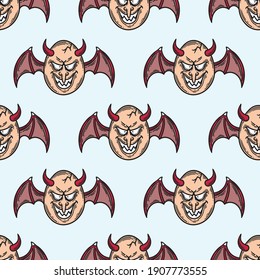 egg devil vector cartoon seamless pattern