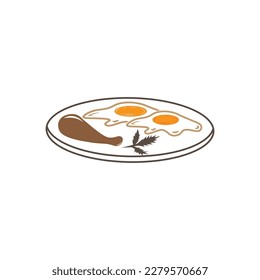 diseño de placa de huevo ilustración de línea vectorial