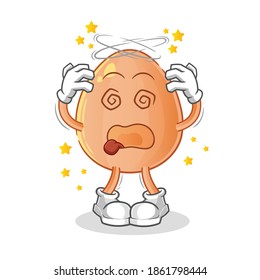 egg dizzy head mascot. cartoon vector