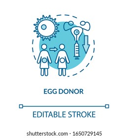 Egg donor turquoise concept icon. Pregnancy assistance. Embryos donation. Reproductive technology idea thin line illustration. Vector isolated outline RGB color drawing. Editable stroke