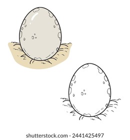 egg drawing vector illustration. Cartoon egg. Simple design outline style. 
