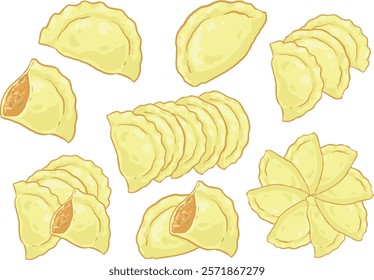 Egg dumplings, a hot pot ingredient, include illustrations of different combinations