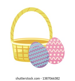 egg of easter with basket wicker