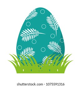 egg easter with branches leaves decoration