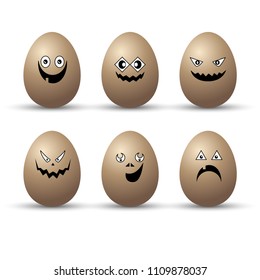 Egg easter character vector cartoon emotion face illustration set happy isolated cute funny