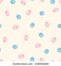Egg Easter decorative in vintage tone with pink, blue seamless pattern on beige color background.