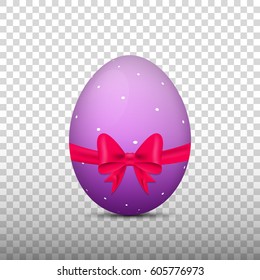 Egg for Easter. Glossy egg with gift bow and ribbon