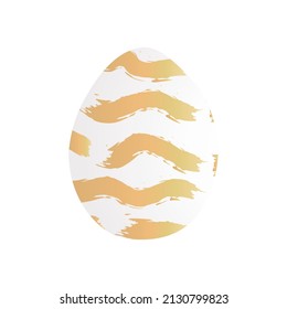 Egg for Easter gold bold wavy striped. White eggs with a grunge gold pattern for an invitation card or postcard or banner.