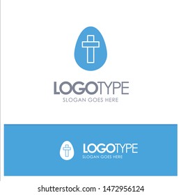 Egg, Easter, Holiday, Sign Blue Solid Logo with place for tagline