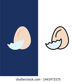 Egg, Easter, Holiday, Spring  Icons. Flat and Line Filled Icon Set Vector Blue Background