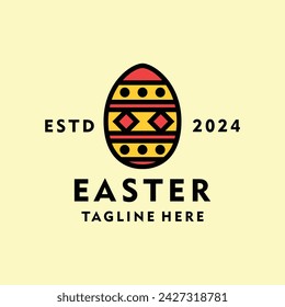 Egg Easter Logo Vector, Event Icon Symbol, Shape Creative Vintage Graphic Design