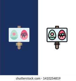 Egg, Eggs, Easter, Holiday  Icons. Flat and Line Filled Icon Set Vector Blue Background