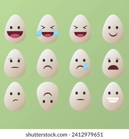 Ei Emoji Gesichter mit süßen Ausdrücken für soziale Medien
