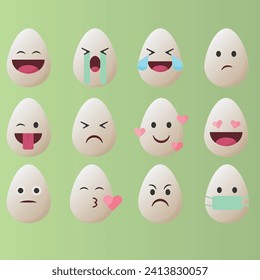 Egg emoji faces with cute expressions for social media