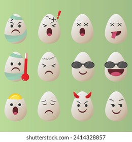 Egg emoji faces with cute expressions for social media