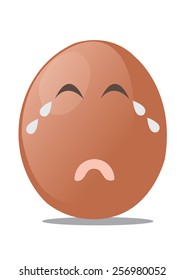 Egg Face Crying.  Vector Illustration