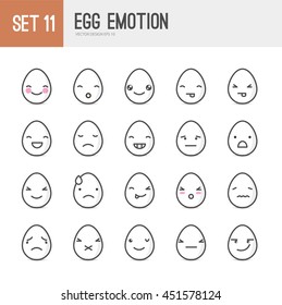 egg faces showing different emotions cartoon vector design.