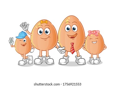 egg family cartoon. mascot vector illustration