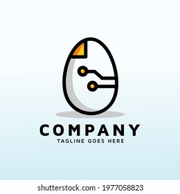 egg farm logo design with technology design ideas