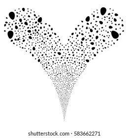 Egg fireworks stream. Vector illustration style is flat black iconic symbols on a white background. Object double fountain created from random symbols.