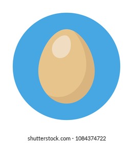 Egg flat icon with long shadow isolated on blue background. Simple egg in flat style, vector illustration for web and mobile design. Breakfast elements vector sign symbol.
