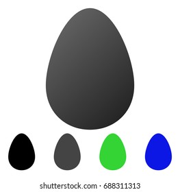 Egg flat vector icon. Colored egg gradient, gray, black, blue, green icon versions. Flat icon style for web design.