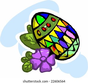  egg with flower in colour	