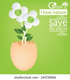 Egg. Flower design. Go green. Save world. vector illustration.