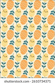 Egg Flower Easter Wrapping Paper Fabric Pattern Vector