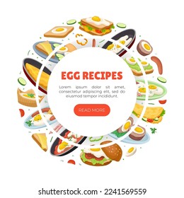 Egg Food Dish Banner Design with Omelette and Scrambled Eggs Vector Template